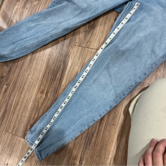 Abercrombie & Fitch Curve Love High Rise Dad Jean Criss Cross Waist Light Wash - Picture 5 of 6